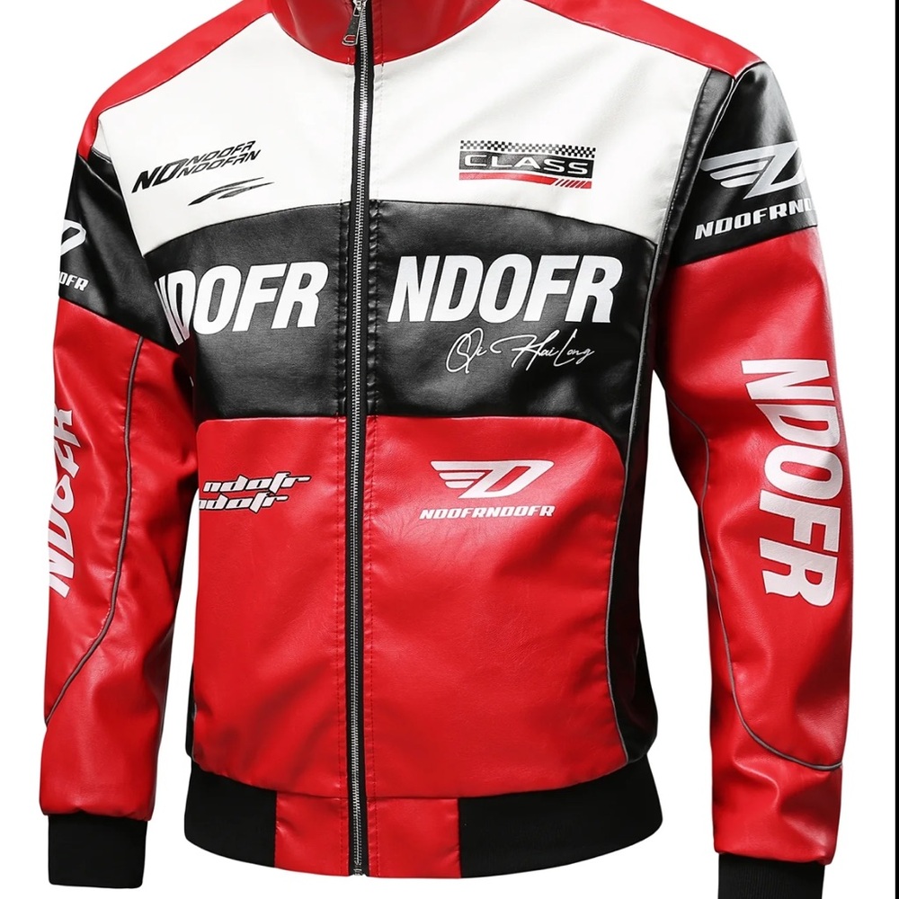 Red and Black Men's Racing Jacket
